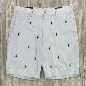 New Polo Ralph Lauren All Over Pony Striped Classic Fit 9” Men Shorts Size 33